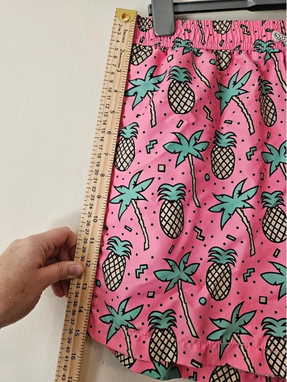 Maamgic small pink swim trunks funky tropical Cabanacore retro 90s beachwear